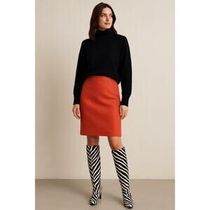 Statement COS Raffia Texture Knee length Skirt Orange Autumn Careerfestive Sz-6